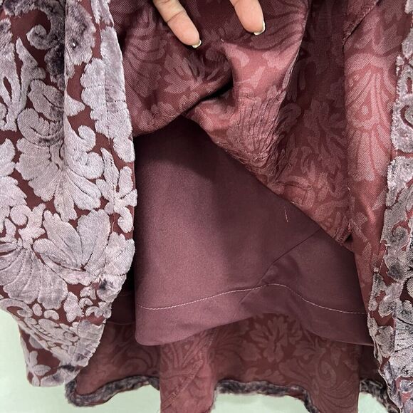 Vtg Eva Blue Y2k Mauve Burnout Velvet MIDI Dress 12 Beaded Lined Fairy Whimsical - Picture 7 of 11